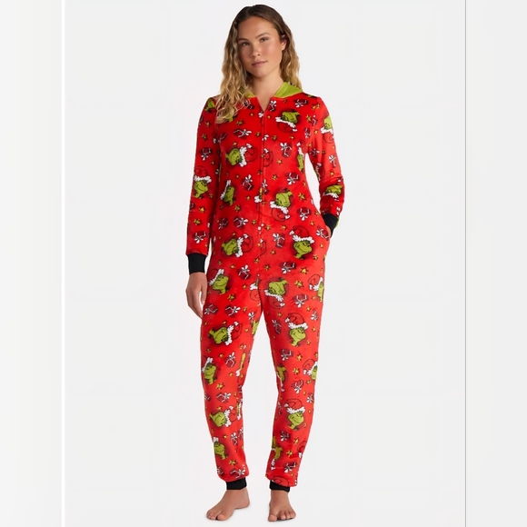 NWT Grinch Super Minky Union Suit w/pockets - Picture 3 of 4